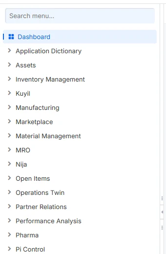Menu before: after pressing Down from the menu search, focus stays in the search box.