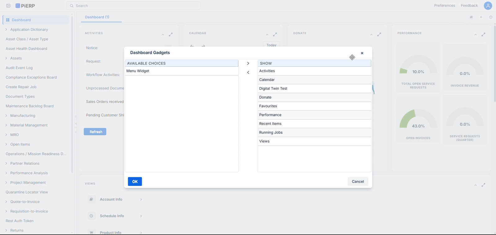 Dashboard gadget modal — after.