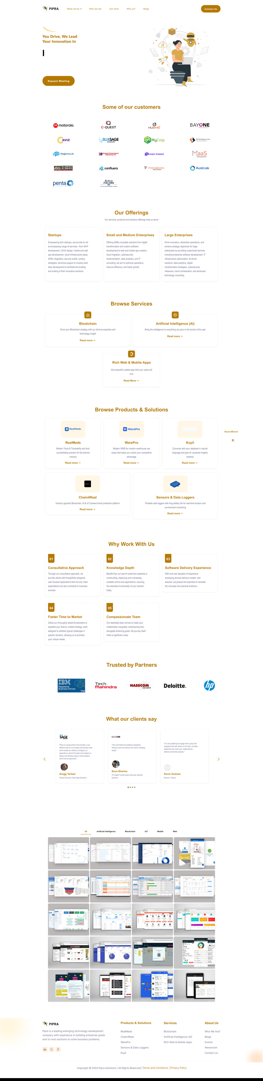 The original site, end to end — comprehensive, and organised entirely around how the company describes itself rather than what a client came looking for.