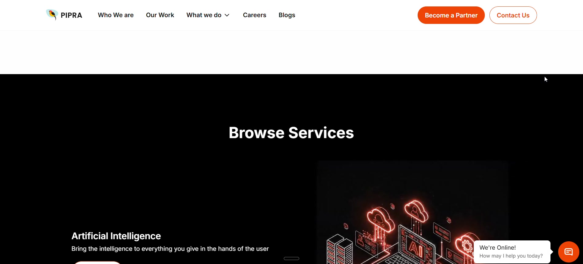 Version 1 services — isometric 3D and dark sections giving the page some rhythm.