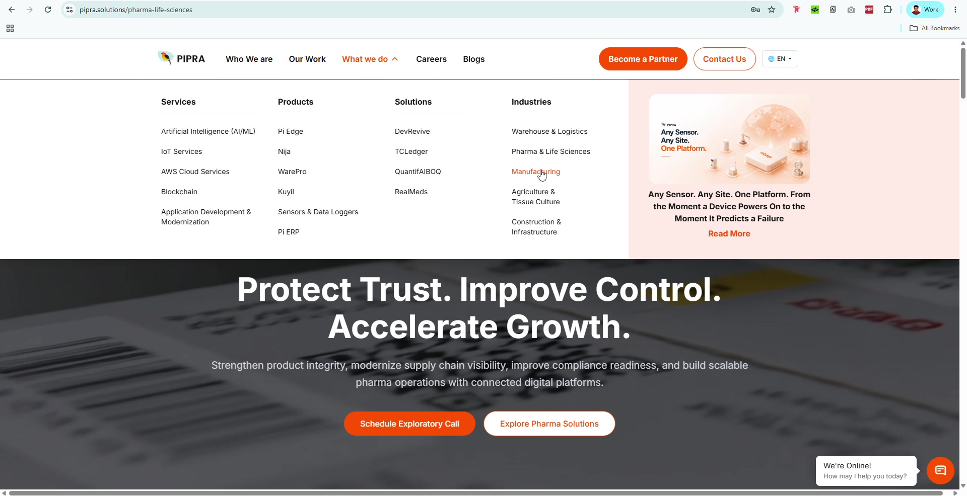 Industry pages — the same capabilities, argued in the buyer's language and imagery instead of ours.